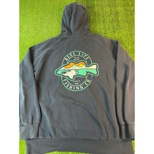 Reel Life Fishing Mens Black Pullover Hoodie Long Sleeve‎ Logo Size XL